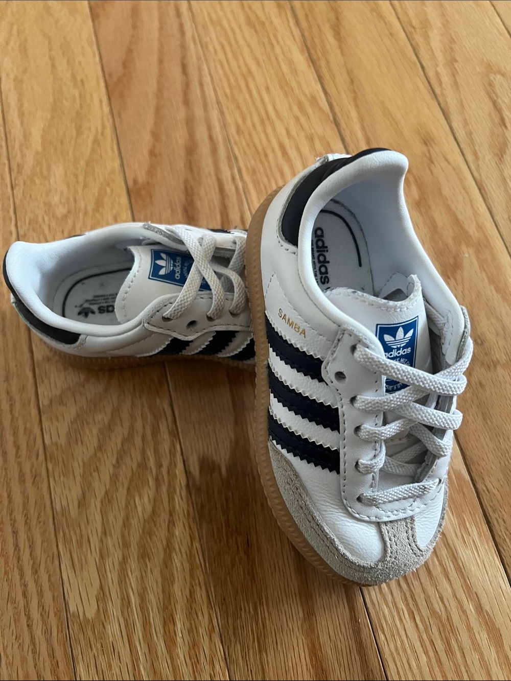 adidas Kids White and Navy Classic Samba Sneakers
